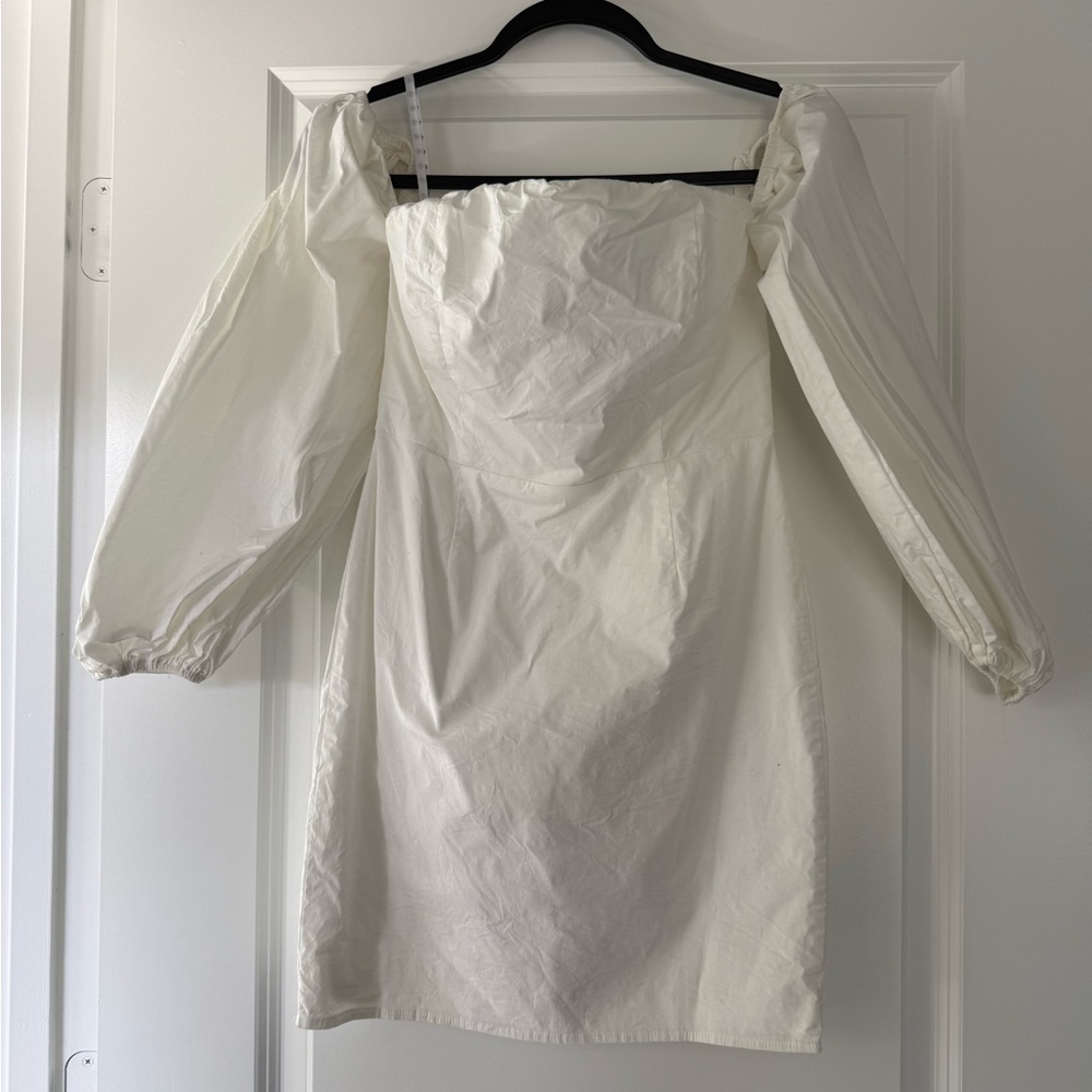 Missguided+ White Puff Sleeve Sheath Dress